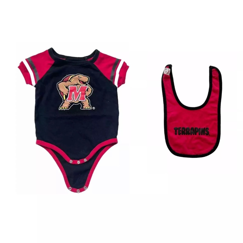University of Maryland Terrapins Baby 3-6M Bodysuit Bib Set Colosseum Terps